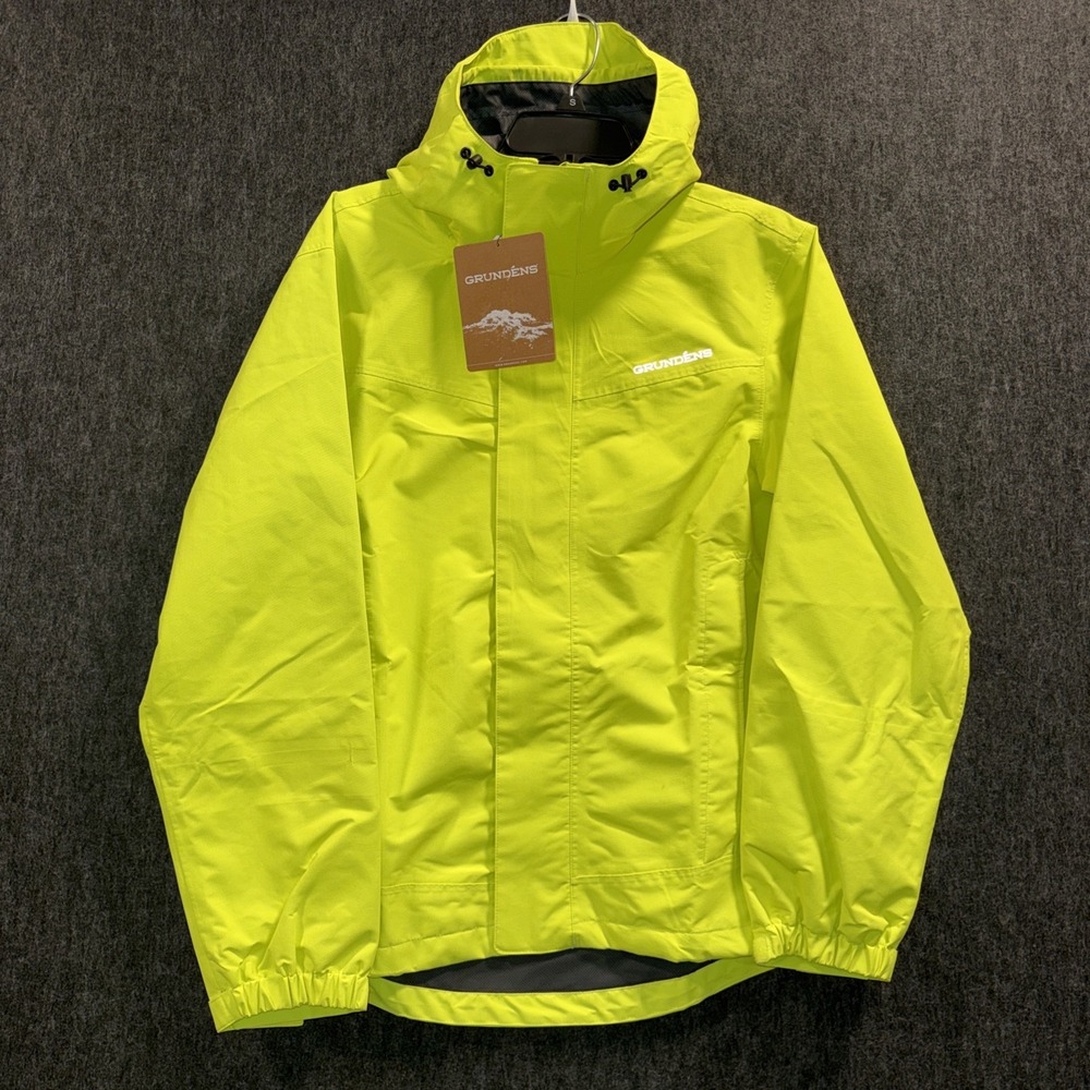 Grundens Small Men Full Share Waterproof‎ Breathable Hooded Jacket Hi Vis Yellow